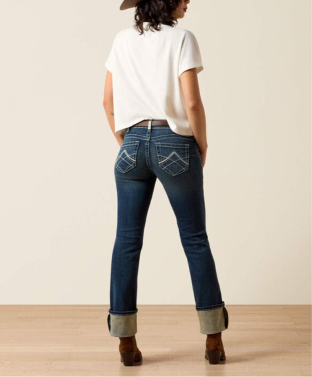 Ariat REAL 28R Mid Rise Stretch Icon Stackable Straight Leg Blue Jeans 10017216